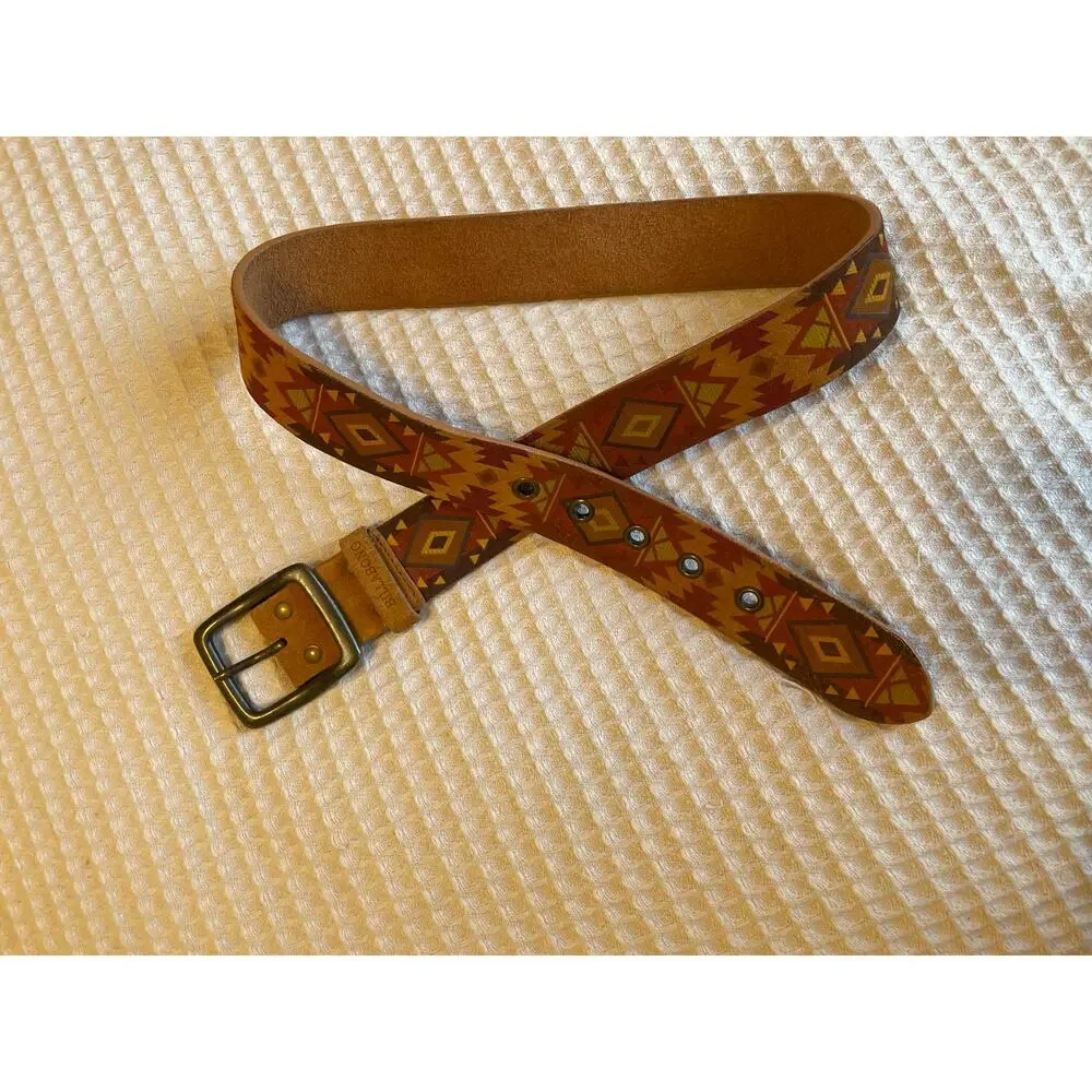 Billabong Leather Multicolor Tribal Print Classic Boho Y2K Belt Medium